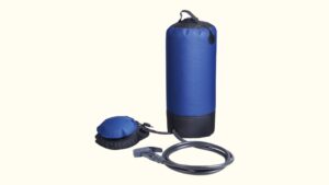 Campingdusche mit 12 l Wassertank inkl. Fußpumpe, Duschkopf, Schlauch