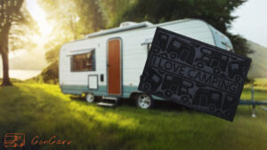 Fussmatte 40x60cm, schwarz, PP/Gummi, Motiv: Motorhome/Caravan